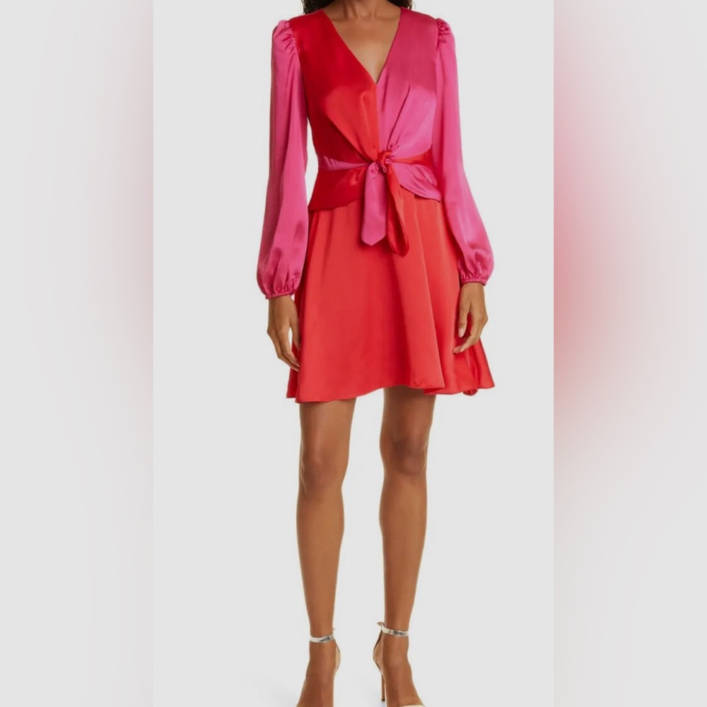Milly Red and Pink Long Sleeve Dress
